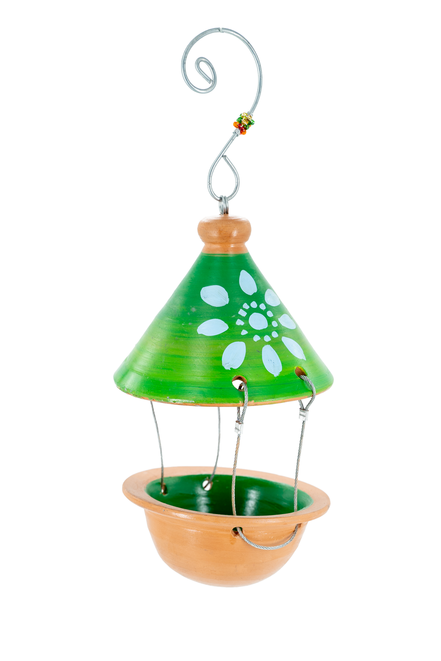 Terracotta bird seed feeder