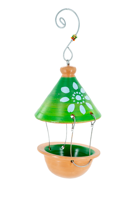 Terracotta bird seed feeder